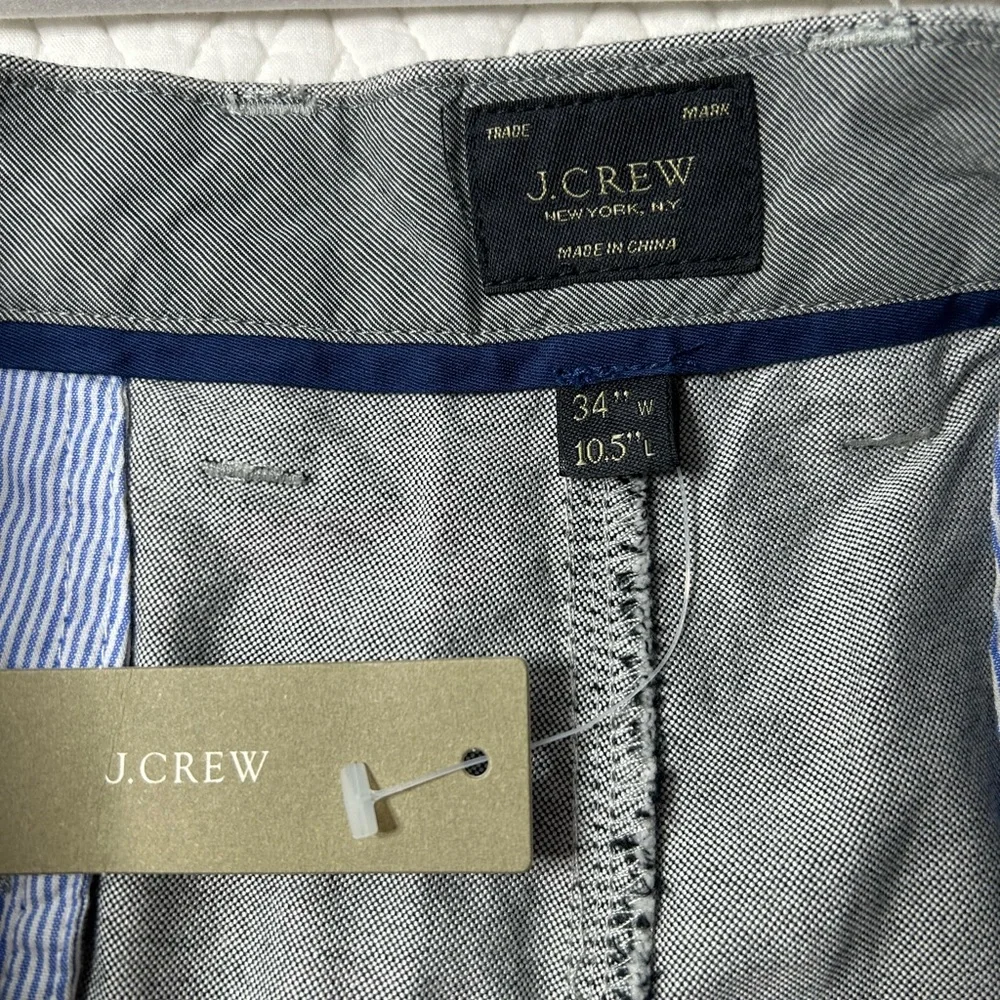 J crew men’s shorts size 35w 10.5L gray‎ flat front new with tags